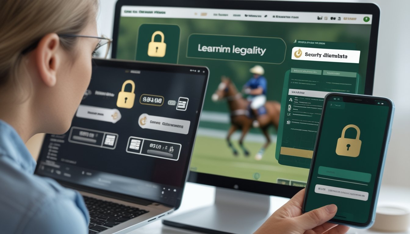 Analis memeriksa keamanan dan legalitas platform taruhan polo online menggunakan laptop dan ponsel.
