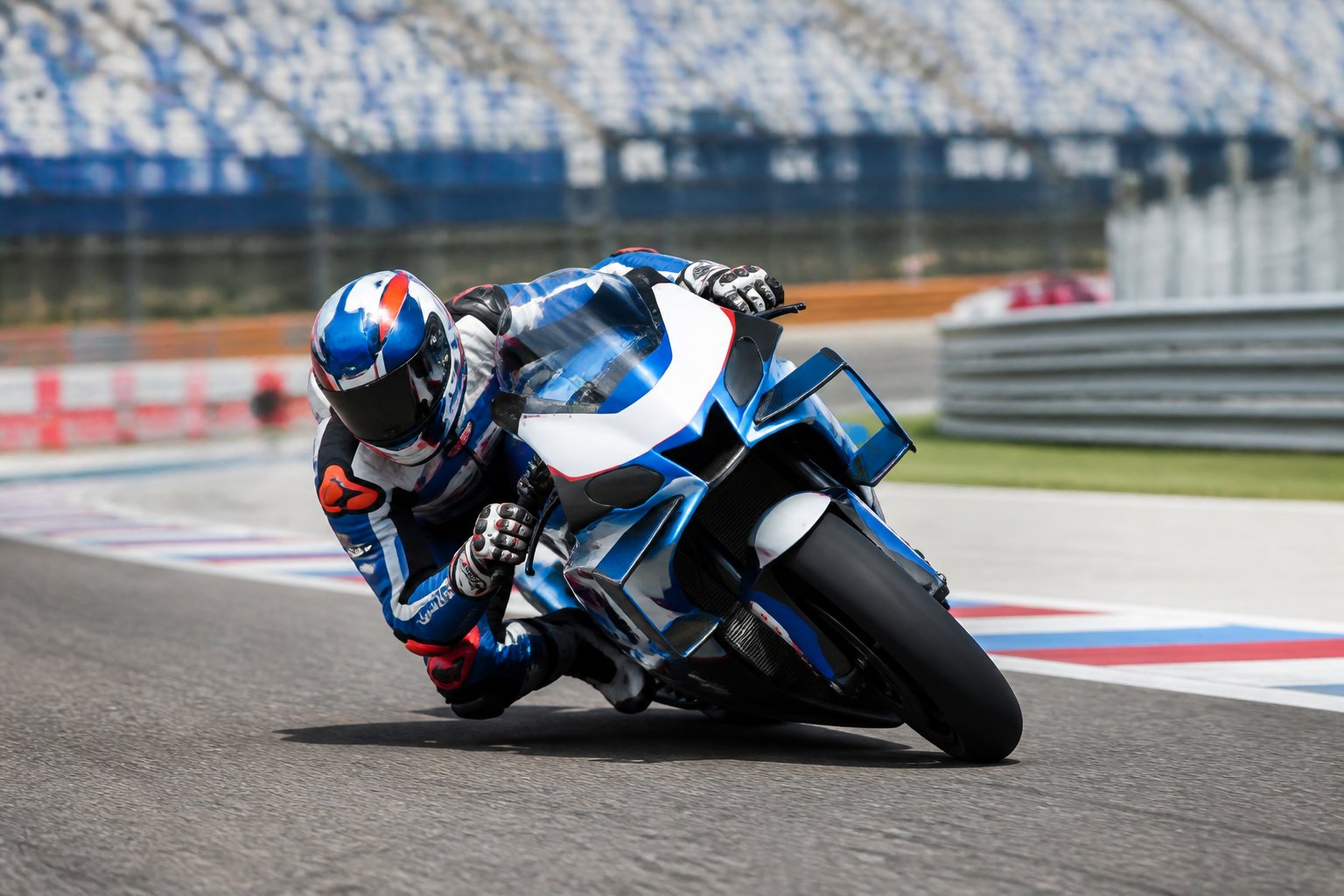 Fermin Aldeguer menikung dengan motor balap Gresini di lintasan MotoGP.