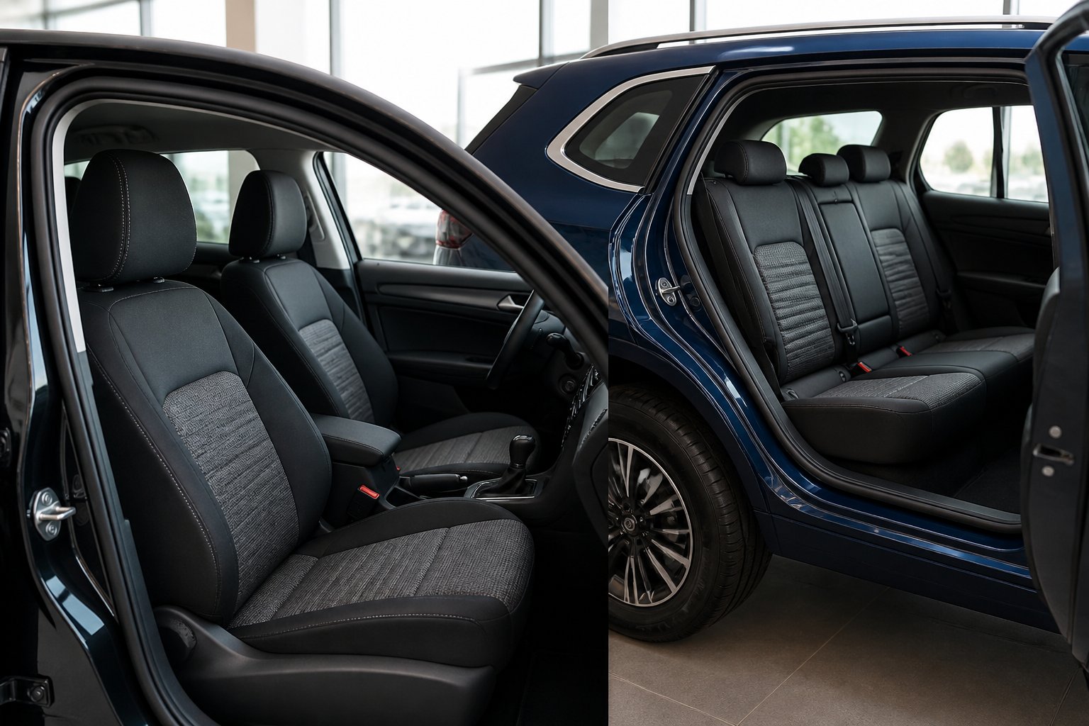 Sarung jok terpasang rapi pada interior sedan dan SUV modern.