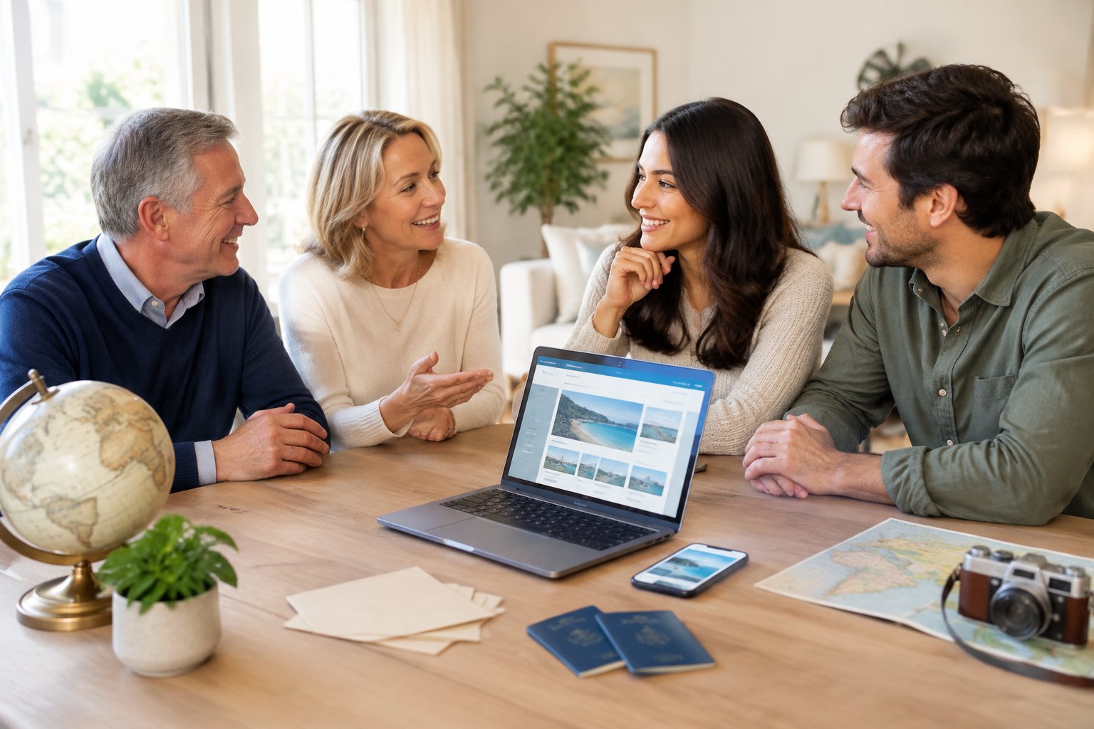 A newlywed couple discusses honeymoon plans and shared financial contributions with the groom's parents.