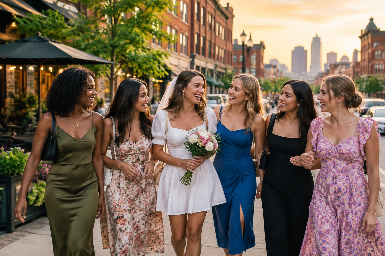 A bride-to-be and her friends explore a lively Kansas City neighborhood together.