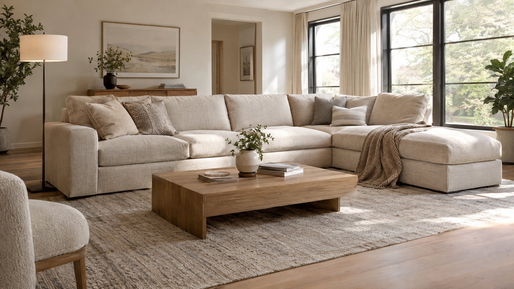 Sofa nyaman di ruang keluarga modern.