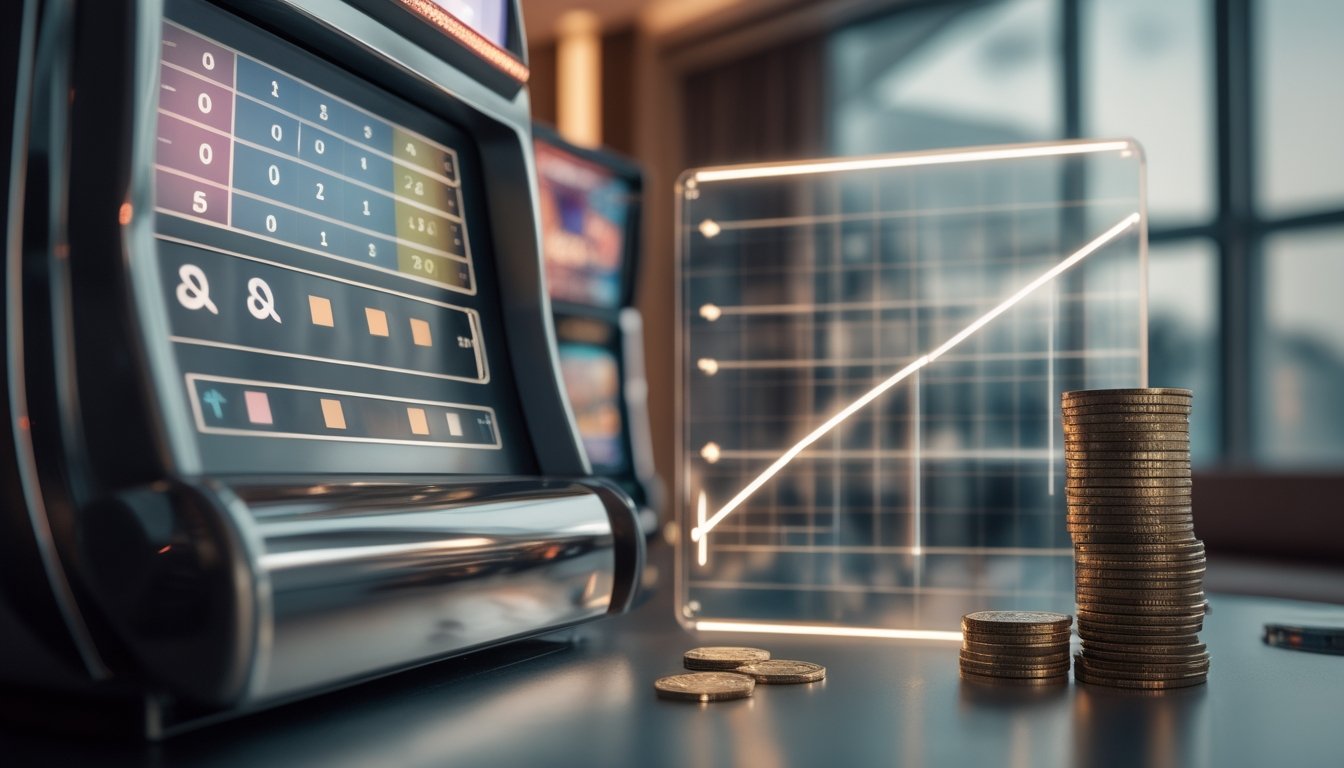 Mesin slot berada di samping grafik yang menunjukkan perbedaan antara teori dan hasil permainan.