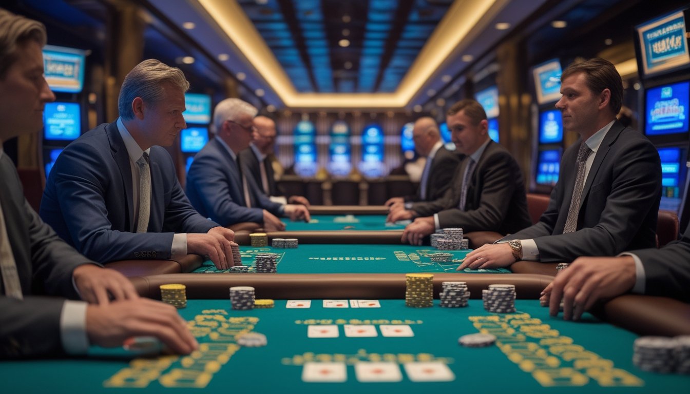Seorang pemain membandingkan permainan blackjack di dua meja kasino.