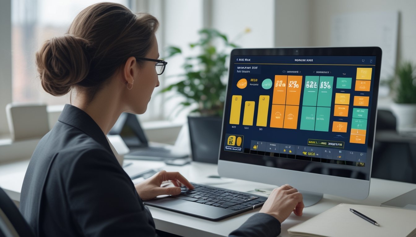 Seorang profesional memeriksa informasi permainan slot di perangkat digital.