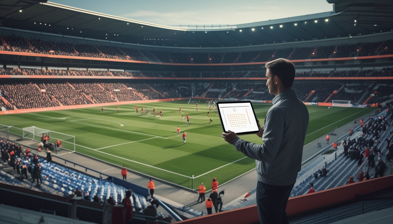 Seorang analis sepak bola membandingkan permainan tim kandang dan tandang di stadion.