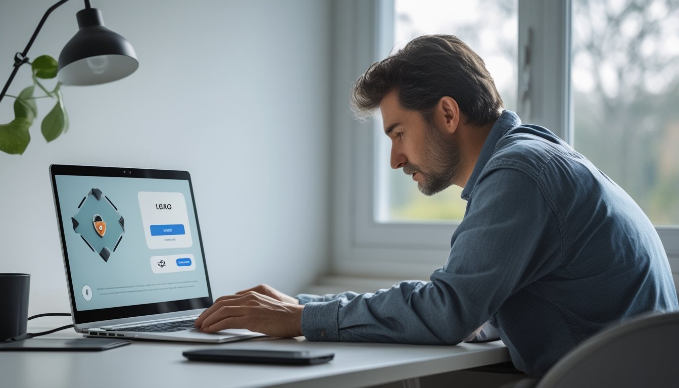Seseorang memeriksa keamanan platform permainan daring melalui laptop.