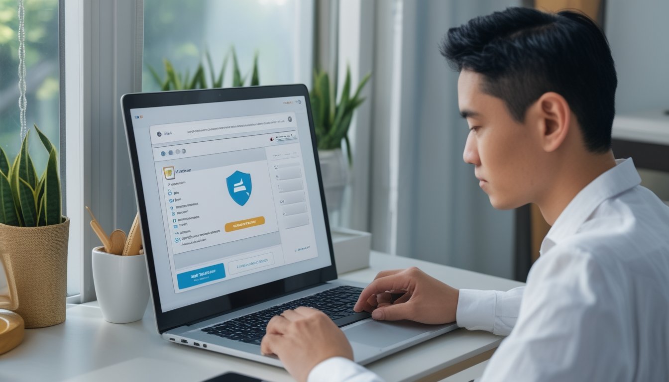 Seseorang memeriksa keamanan platform permainan daring menggunakan laptop dan ponsel.