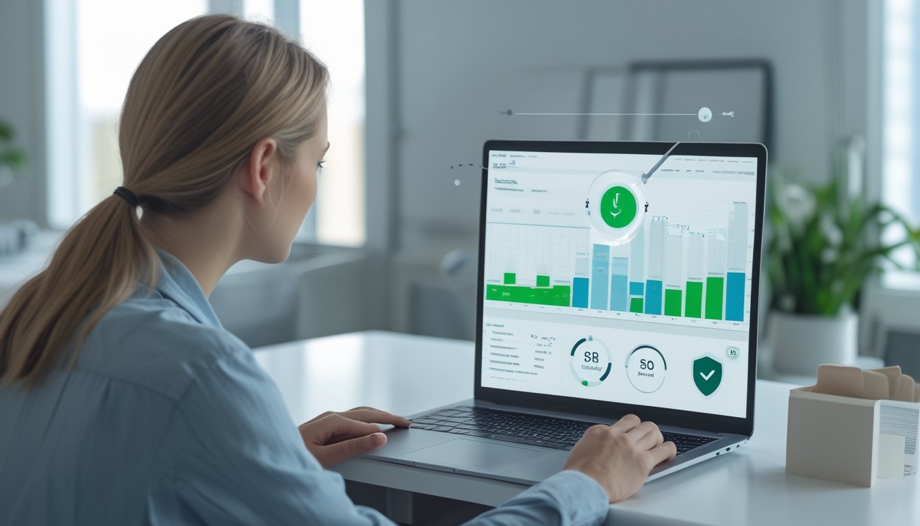 Seseorang memeriksa grafik informasi taruhan di laptop.