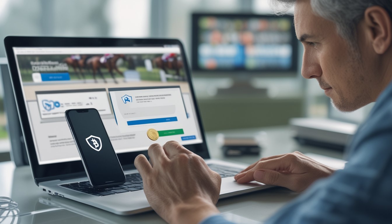 Seseorang membandingkan dompet kripto di ponsel dengan pembayaran e-wallet di laptop.