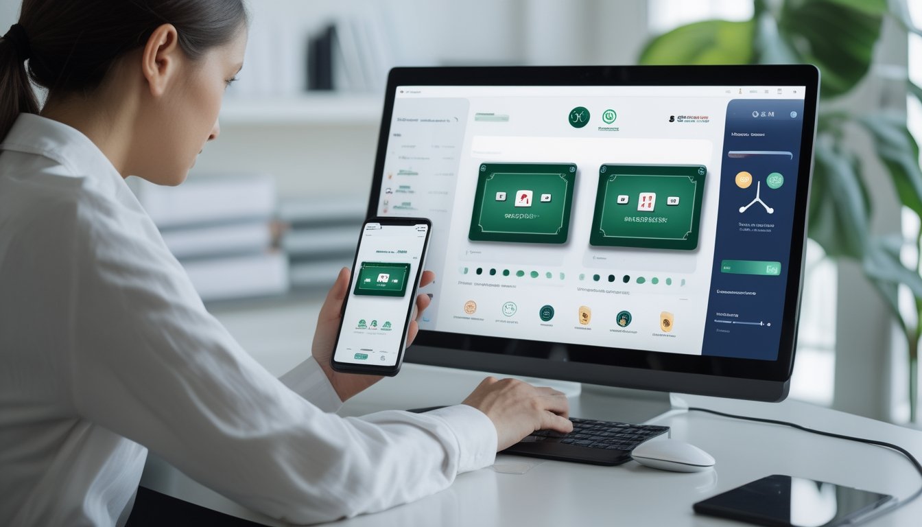 Seseorang membandingkan platform blackjack online di laptop dan ponsel.