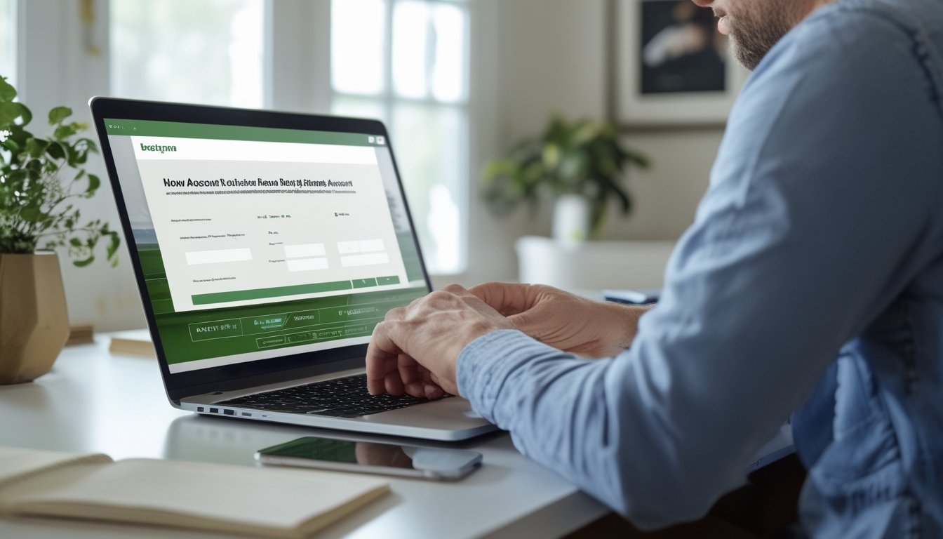 Seorang pemula menggunakan laptop untuk mendaftar akun taruhan balap kuda online.