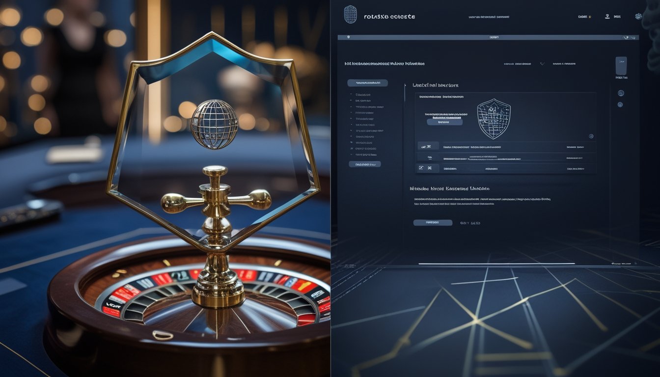 Roda roulette di antara simbol perlindungan dan tampilan situs yang mencurigakan.