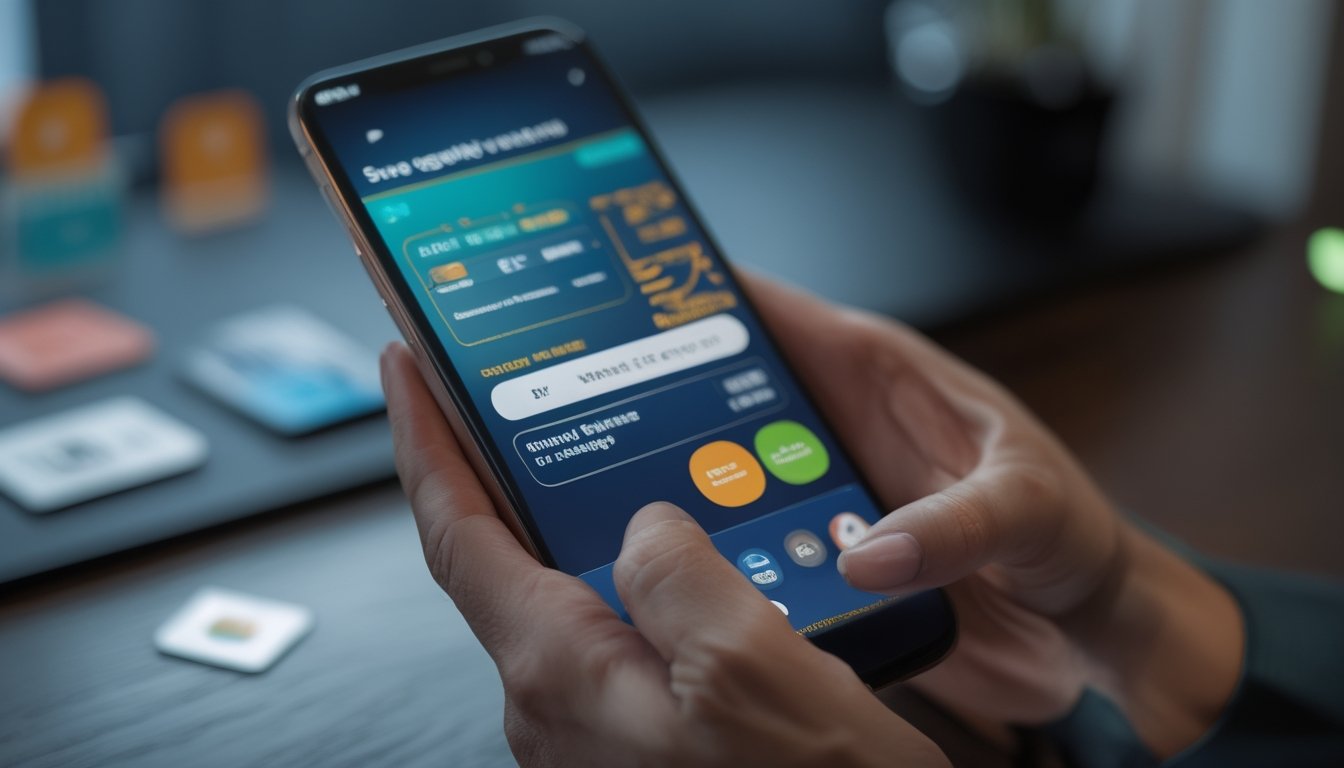 Seseorang menggunakan ponsel untuk mengakses dompet digital dan pembayaran yang terkait dengan judi online.