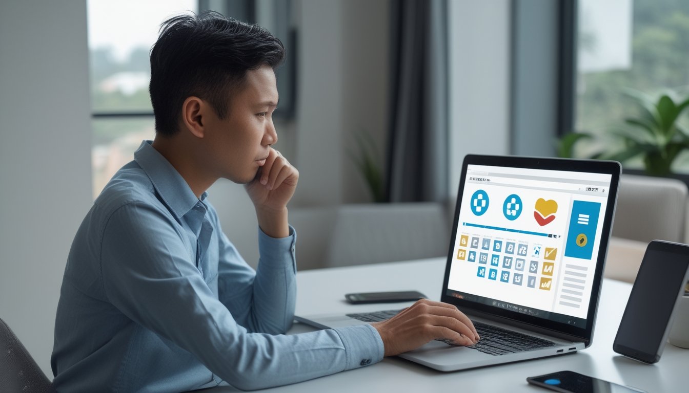 Seseorang memeriksa keamanan situs bingo online melalui laptop.