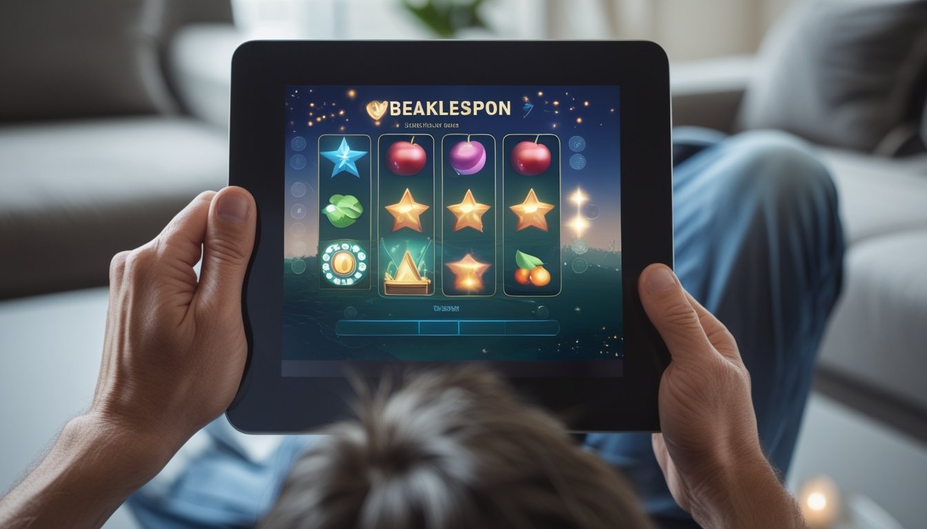 Seseorang melihat permainan bergambar pada tablet.