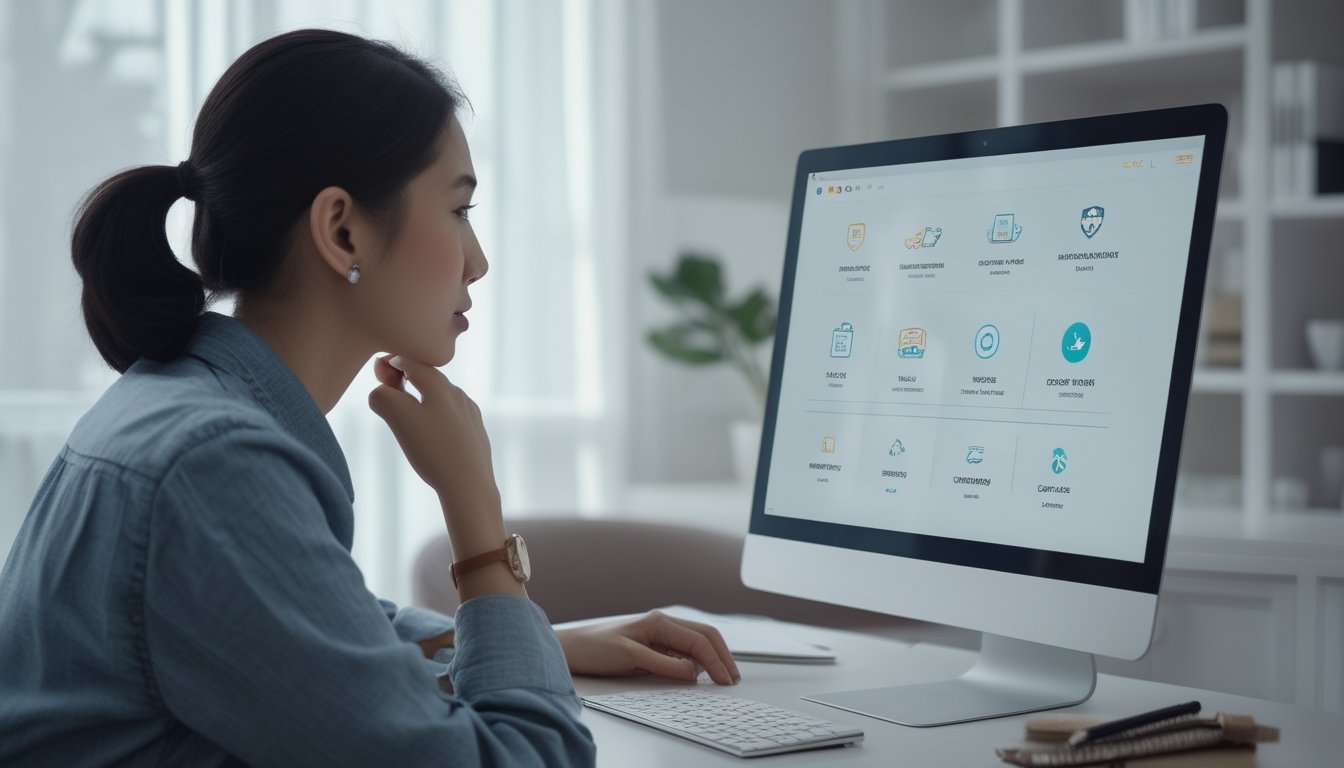 Seorang pemula memeriksa platform taruhan online di laptop di ruang kerja.