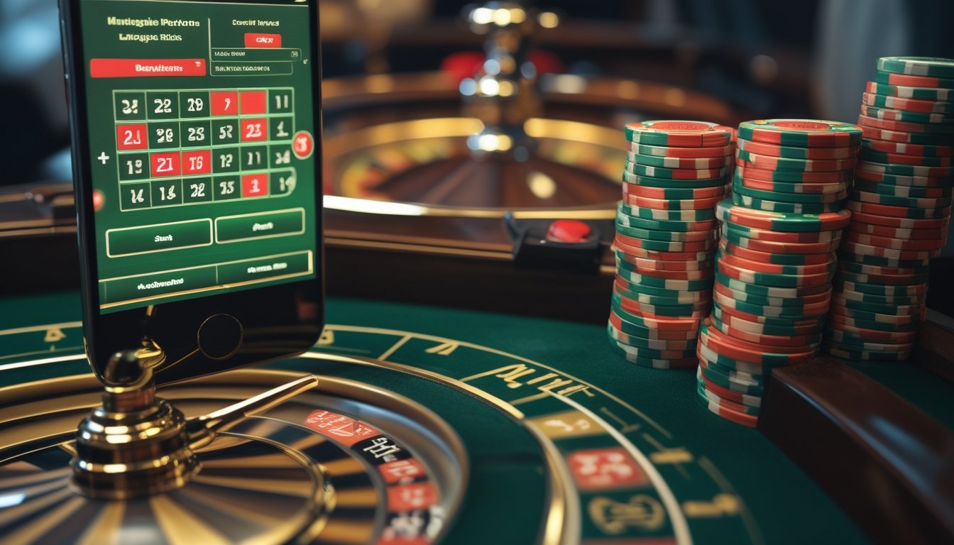 Tangan pemain ragu di dekat tumpukan chip yang semakin besar di meja roulette.