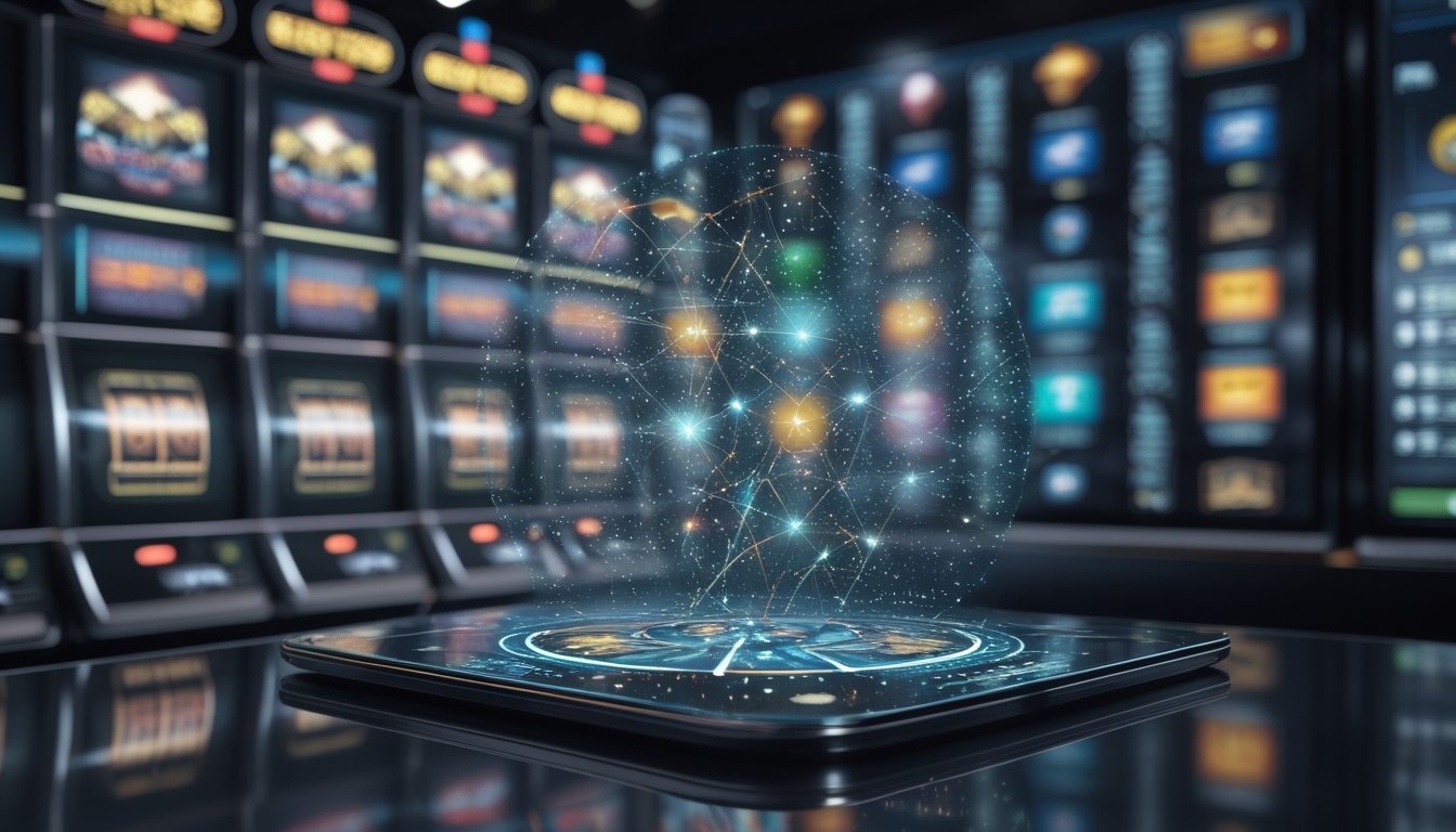 Visualisasi aliran data di sekitar mesin slot digital.