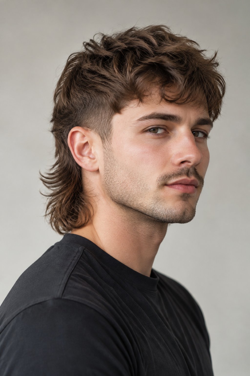 A young man poses against a softly blurred background.