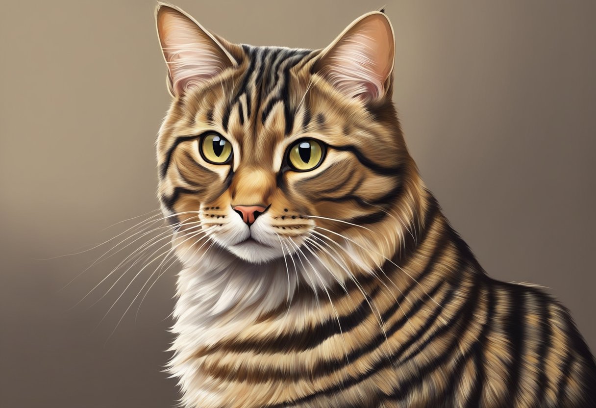 a portrait of a brown tabby cat