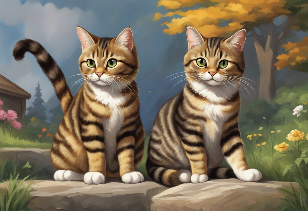 two cute brown tabby cats 