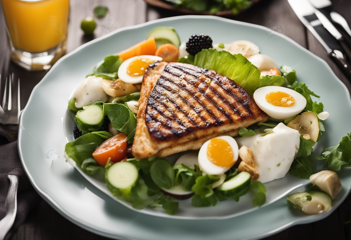 Plate of colorful salad with eggs