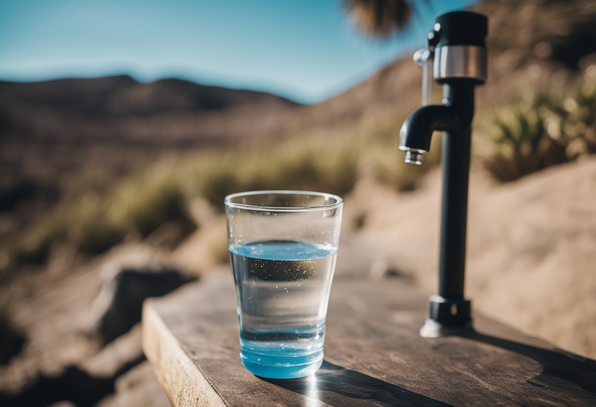 a glass of water from the tap on the hills