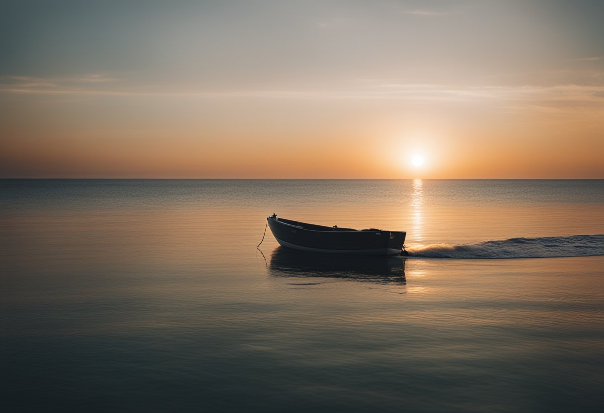 A digital photo of a boat on a calm ocean.