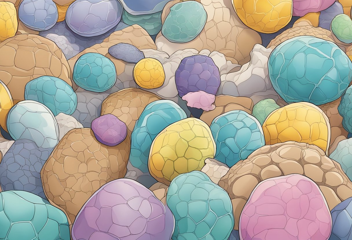 A digital illustration of pastel colored eggs