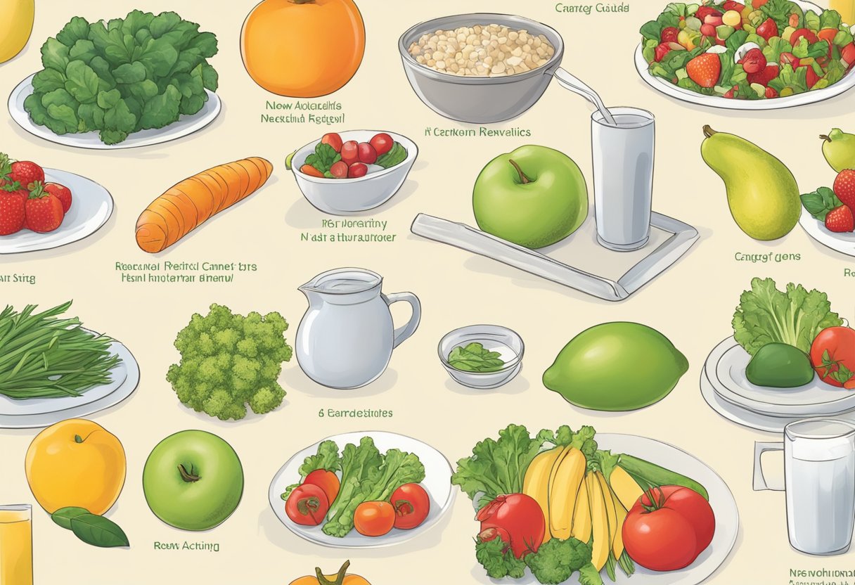 A digital illustration of different green foods.