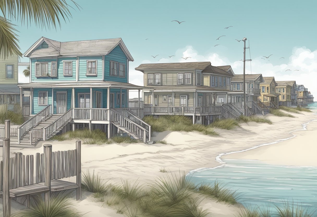 Illustration rendering of Navarre Beach during early settlement