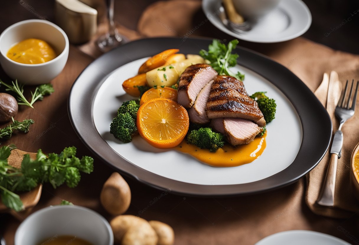 Entenbrust mit Orangensoße und gebratenem Gemüse: Festliches ...