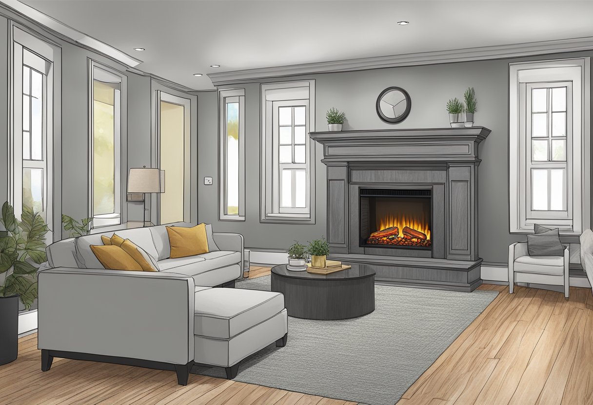 a realistic electric fireplace in a comfy living area