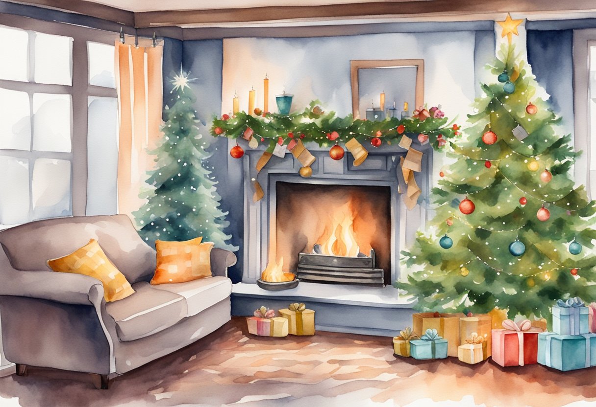 Family gathering on christmas • wall stickers image, drawing, background |  myloview.com