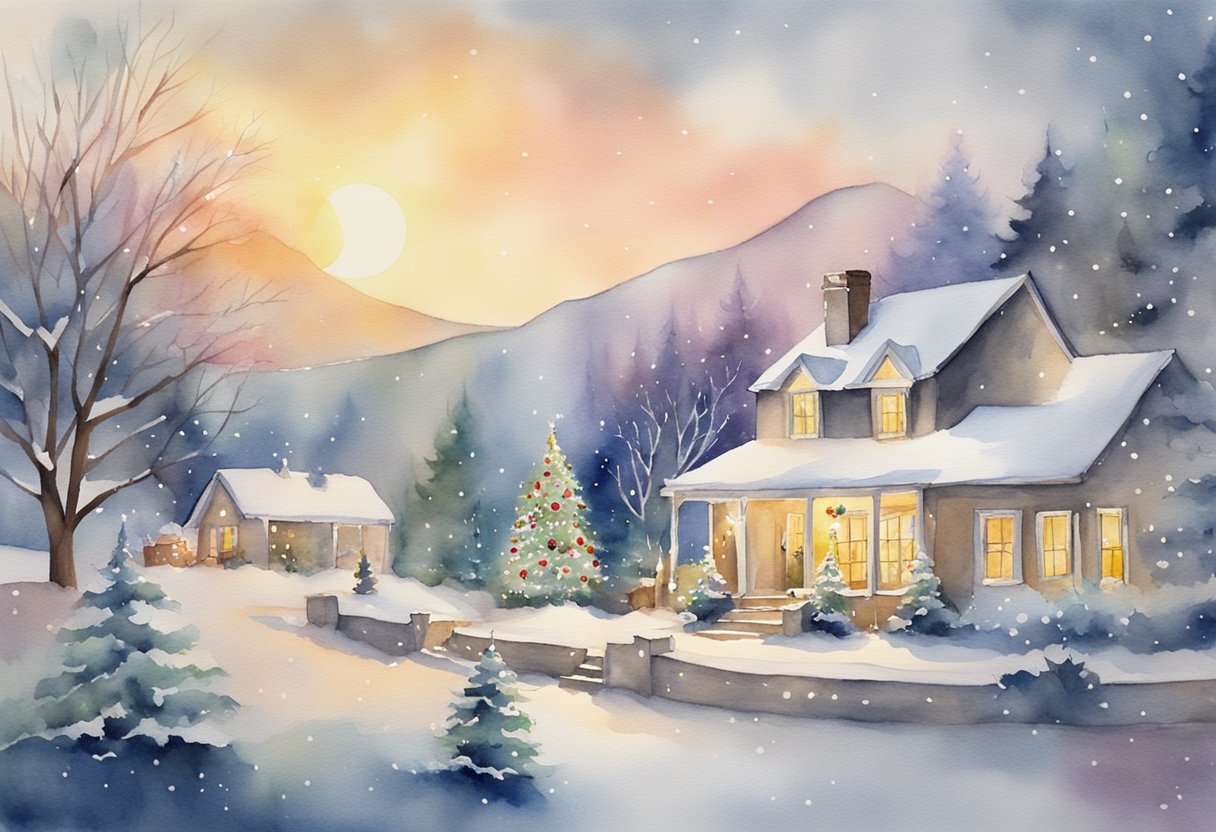 Christmas Scene with Realistic Drawing of Large Family and Dogs · Creative  Fabrica