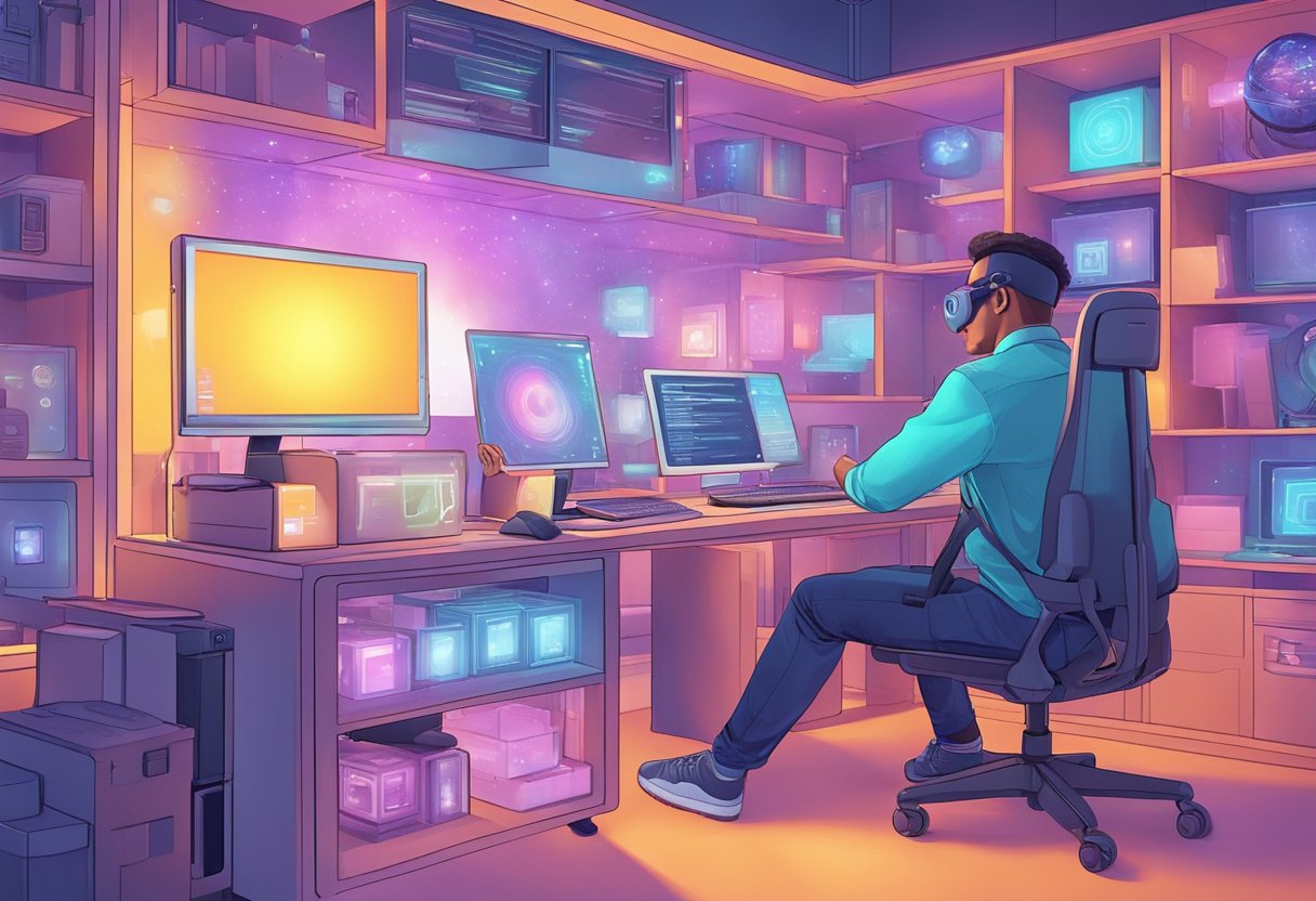 working in a metaverse office