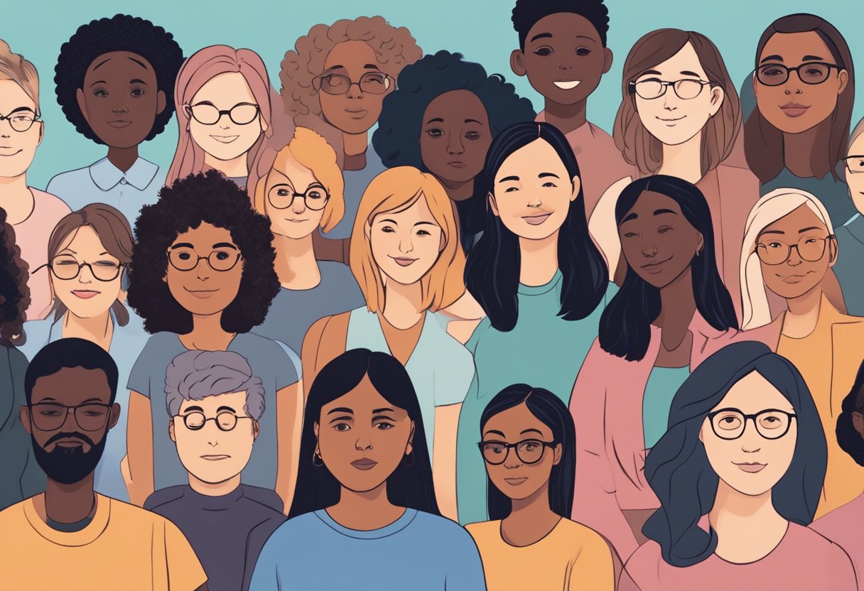 A digital illustration of a diverse group of people
