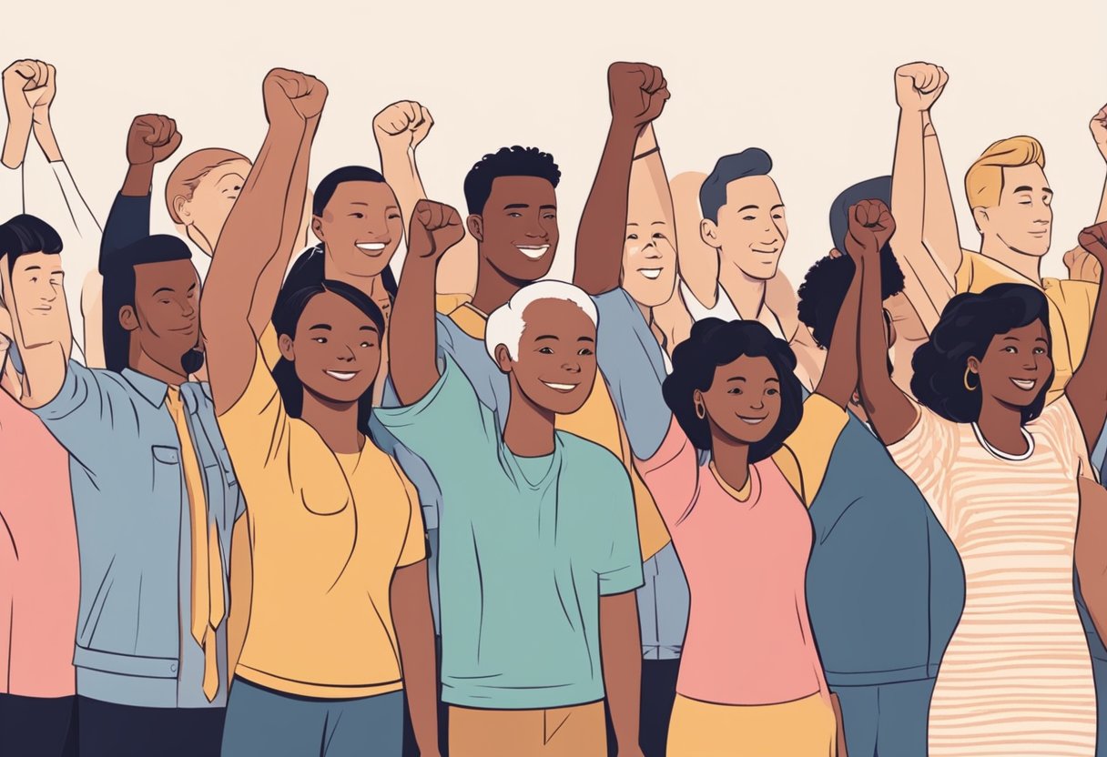 A digital illustration of an empowered group of Cancer Thrivers