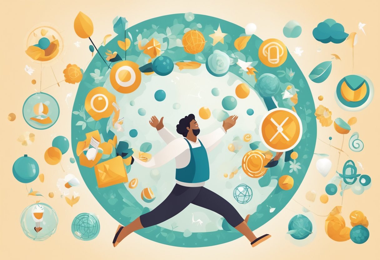 A digital illustration of a a happy person dancing