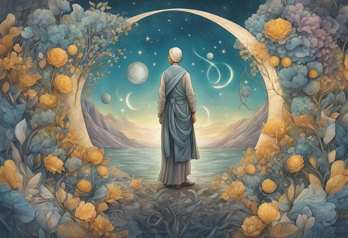 A digital illustration of a a woman on a mystical and inspirational journey