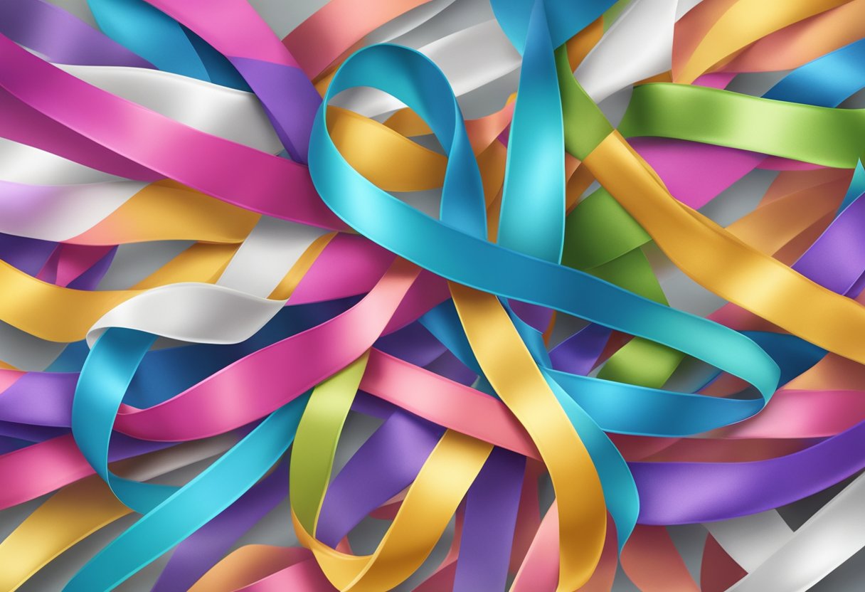 A digital illustration of a multi collored ribbons