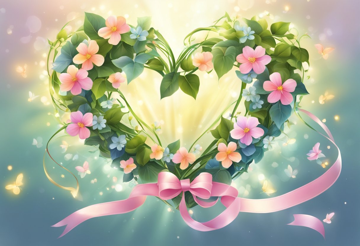 A digital illustration of a heart shapes wreath
