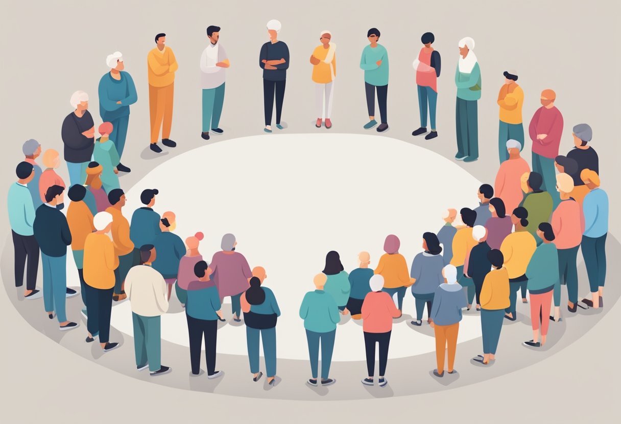 A digital illustration of a group circle