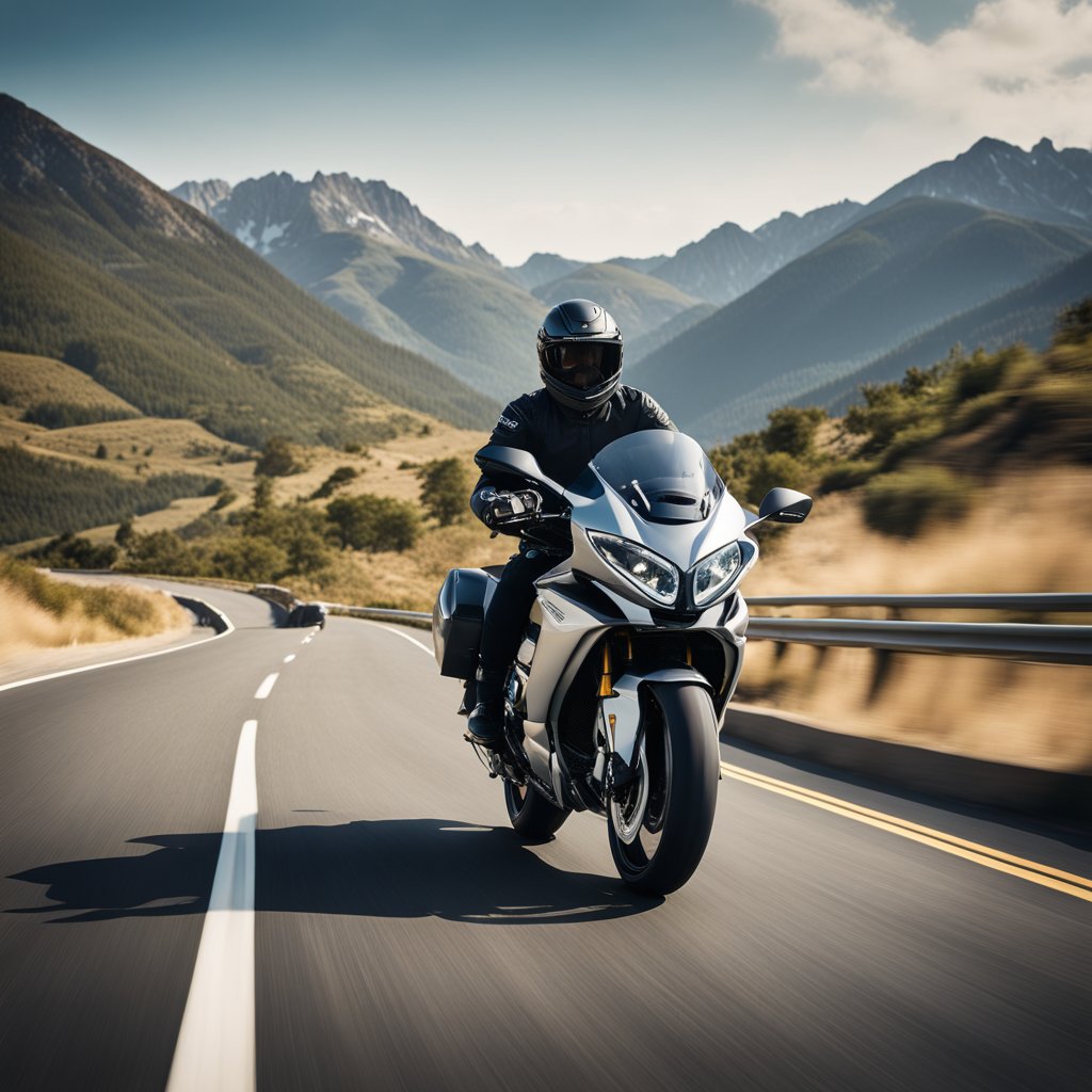 Man Riding bike with Shoei Helmet