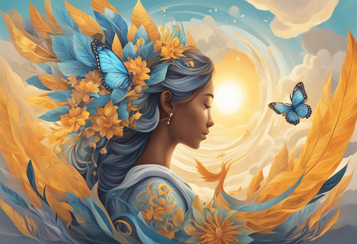 A digital illustration of a mystical woman in a mystical setting