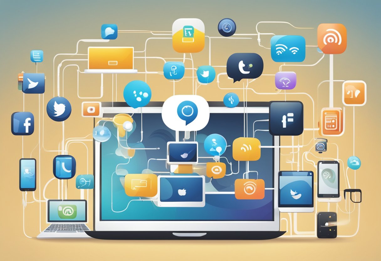 A digital illustration of computer networking