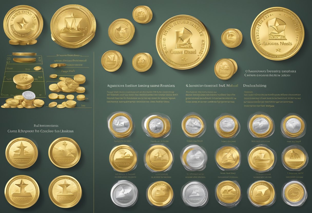 Golden coins are set with various types of coins, showcasing wealth and diversity in currency.