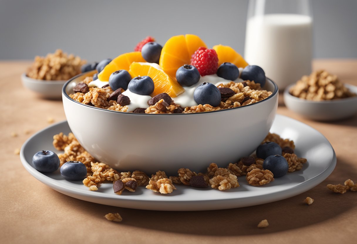 granola with fruit in a bowl