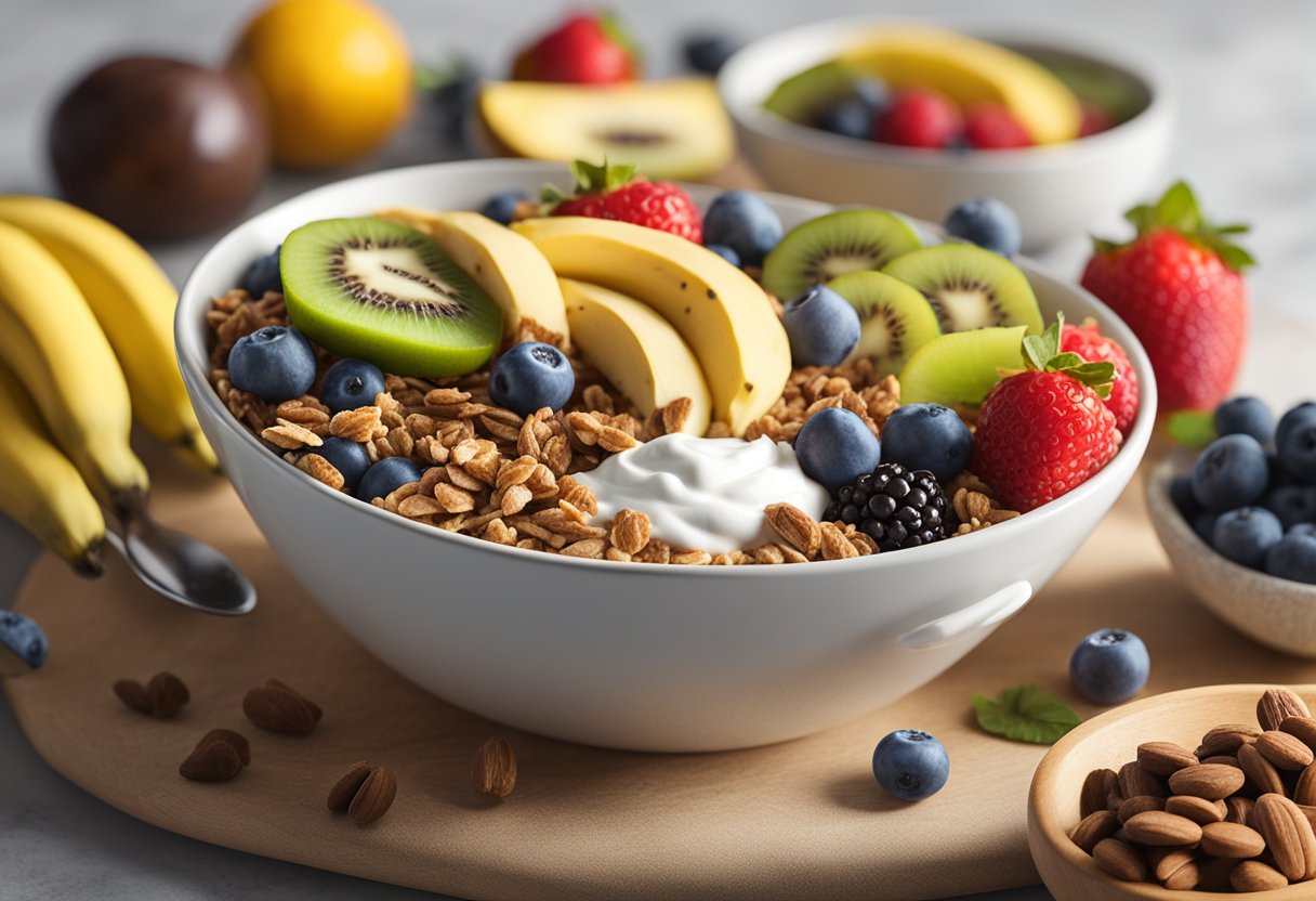 fuits on top of a bowl of granola